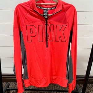 PINK Victoria's Secret orange and Gray Half-Zip Top